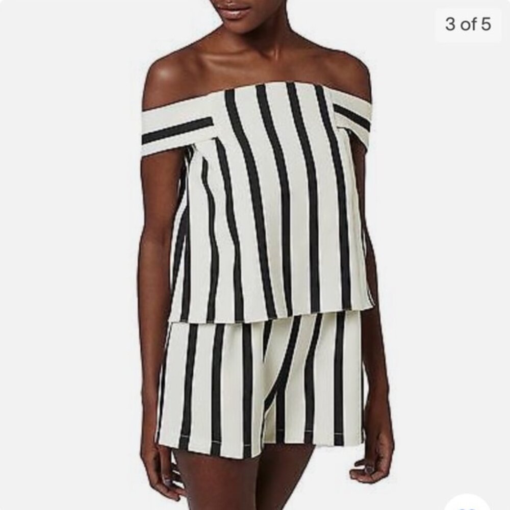 Topshop Stripe Off the Shoulder Romper 2